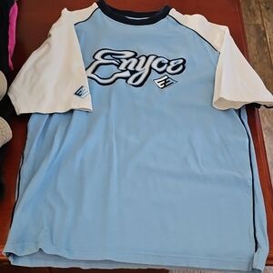 vintage Enyce Light Blue and White Raglan Tee